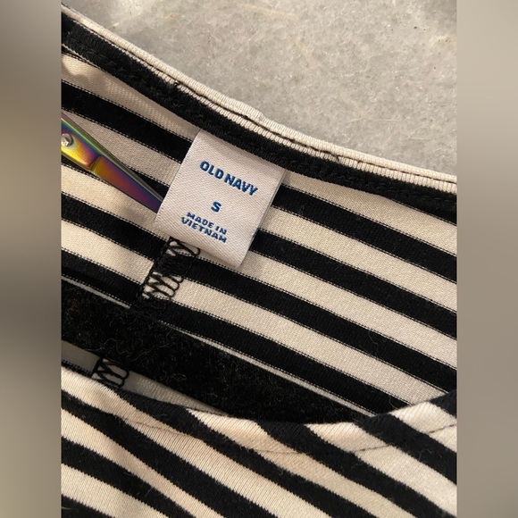 Old Navy Size S Black White Stripe Sleeveless A Line Knit Stretch Mini Dress - Picture 10 of 11